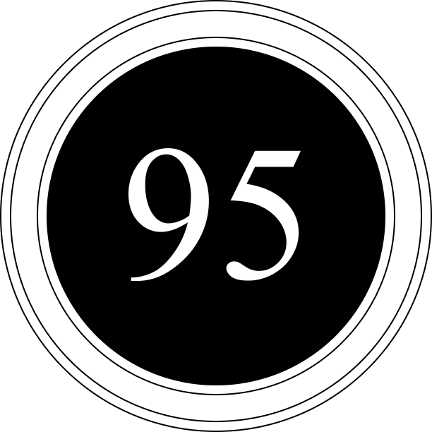 Image of the number 95 displayed in a bold, elegant font on a black background, emphasizing its significance in design or branding contexts.