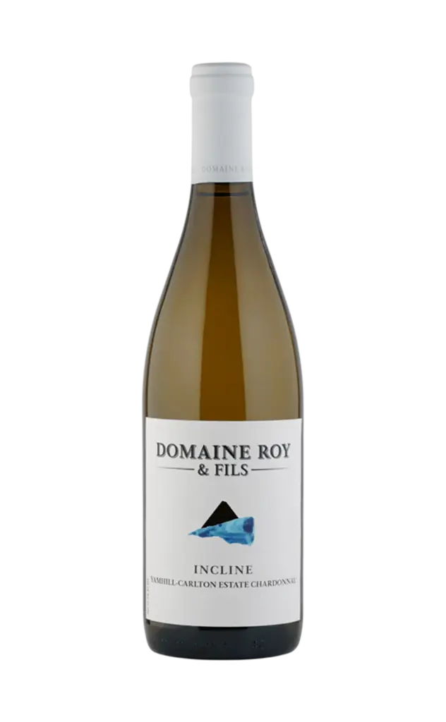 Bottle of Domaine Roy & Fils white wine, featuring a sleek design with a mountain logo and elegant label, showcasing its premium quality.