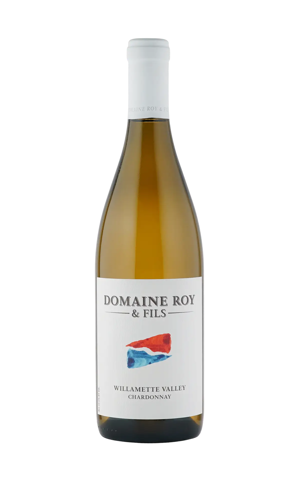 Bottle of Domaine Roy & Fils white wine, featuring a sleek design with a prominent label showcasing the brand name and colorful graphic elements. Ideal for wine enthusiasts seeking quality French wines.
